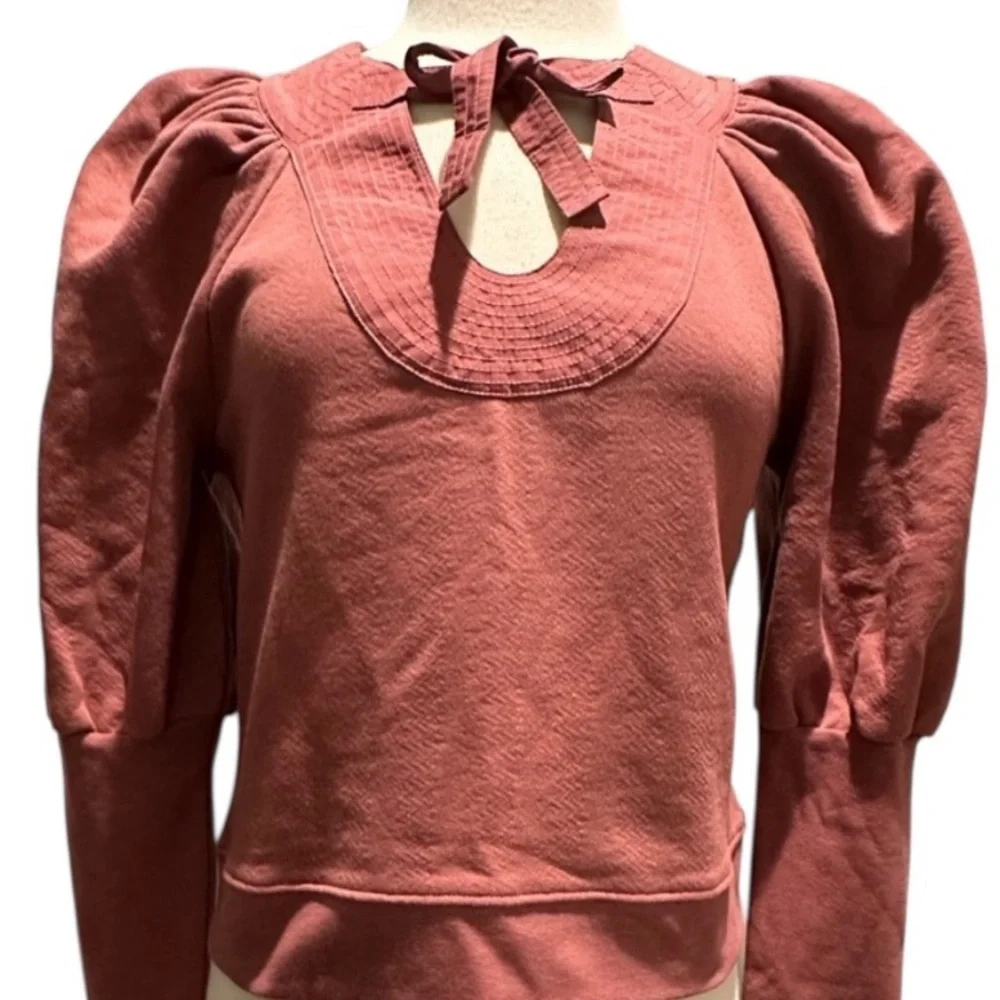 Ulla Johnson SUTTON U-NECK PUFF SLEEVE SWEATSHIRT NWT
